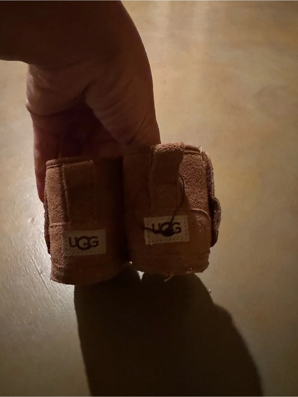 Ugg baby Tan Suede Lace-Up Booties - Cozy Fleece Lining 6-12 months